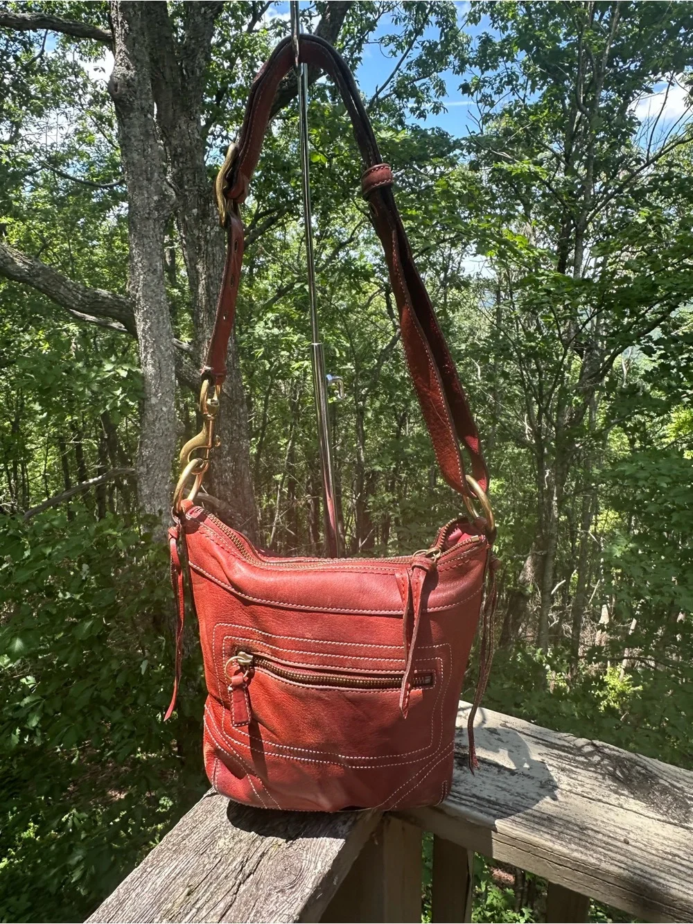 Coach Bleeker Red/Brownish Leather Shoulder Bag with Adjustable Strap GUC - Picture 4 of 14